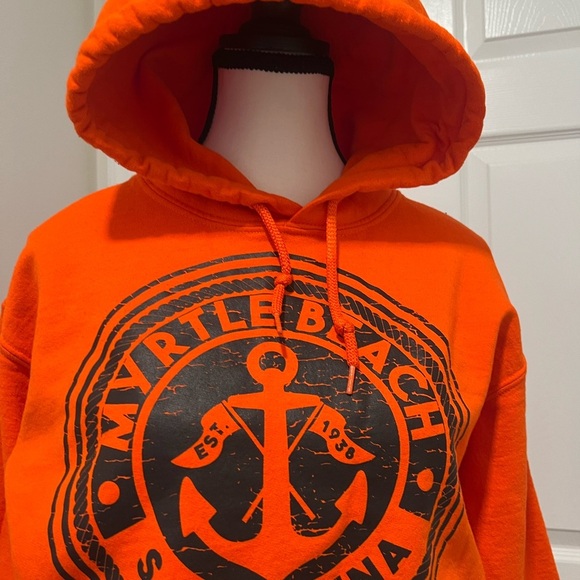 Gildan Orange Hoodie with Black Anchor Design - Picture 12 of 12
